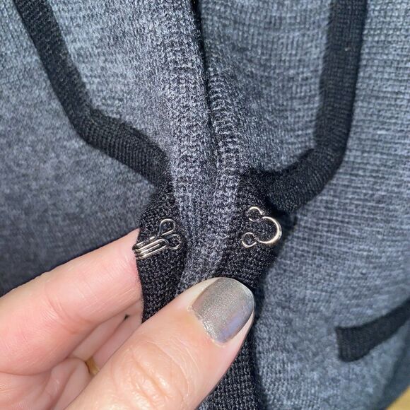 ANN TAYLOR Loft 48% Wool Black Classic Large Petite Blazer Clasp Work Attire - Picture 5 of 7